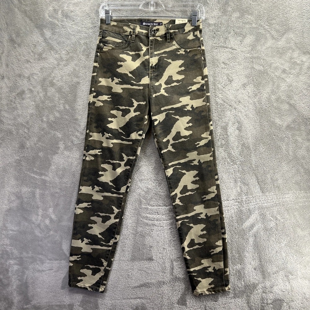 NWT Tractr Girls Denim Skinny Stretch Jeans Size 27 Julia High Rise Camo Jeans